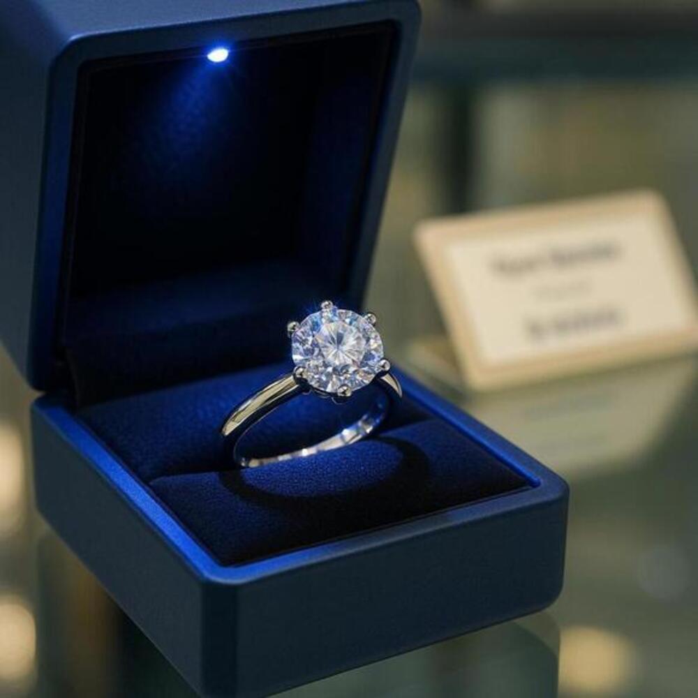 5Ct CZ Solitaire Ring 18K White Gold Plated Six Prong Size 5 NWT